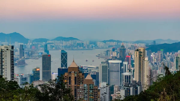 Hong Kong Čína Října 2018 Hongkongská Obloha Při Západu Slunce — Stock fotografie