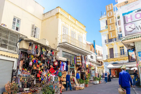 Tanger Marocko Oktober 2019 Mysig Gata Med Souvenirbutiker Tanger Marocko — Stockfoto