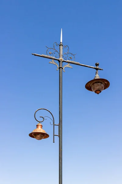 Low Angle View Street Lantern Blue Sky Background Metal Lamppost — Stock Photo, Image