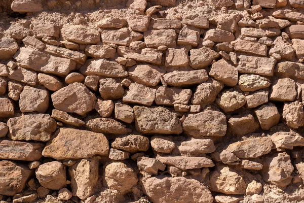 Textura Alvenaria Grandes Pedras Vermelhas Ásperas Parede Pedra Embutida Para — Fotografia de Stock