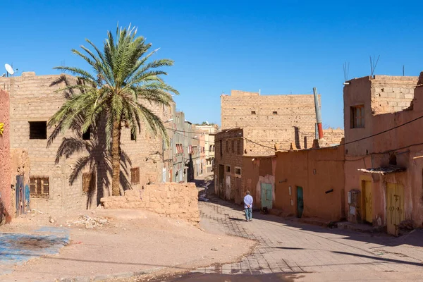 Ouarzazate Marrocos Outubro 2019 Ruas Estreitas Com Casas Tijolos Lama — Fotografia de Stock