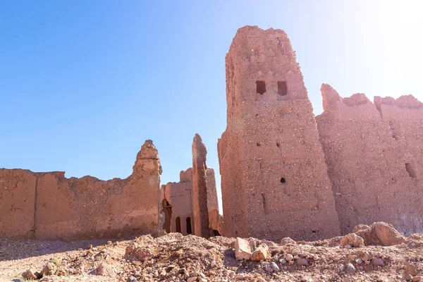 Rozpadające Się Gliniane Ściany Kasbah Taourirt Ouarzazate Maroko — Zdjęcie stockowe