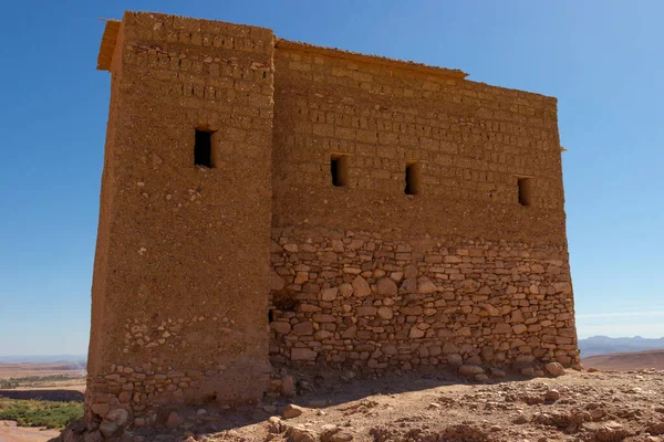 Agadir Celeiro Fortificado Topo Colina Antiga Ait Benhaddou Kasbah Perto — Fotografia de Stock