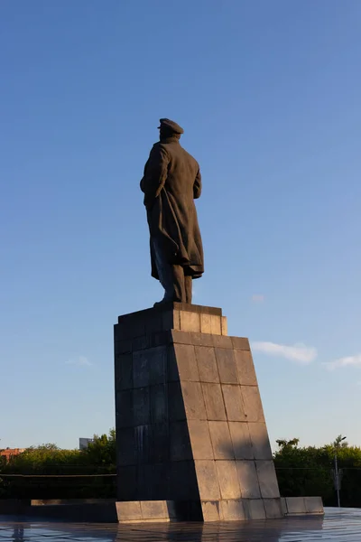 Krasnoyarsk Russia June 2021 Monument Lenin Krasnoyarsk Square Revolution Installation — Stok fotoğraf