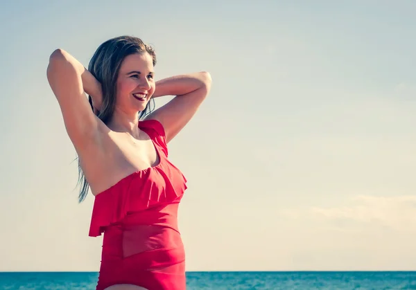 Una Joven Esbelta Hermosa Mujer Europea Mediana Edad Voló Descansar — Foto de Stock