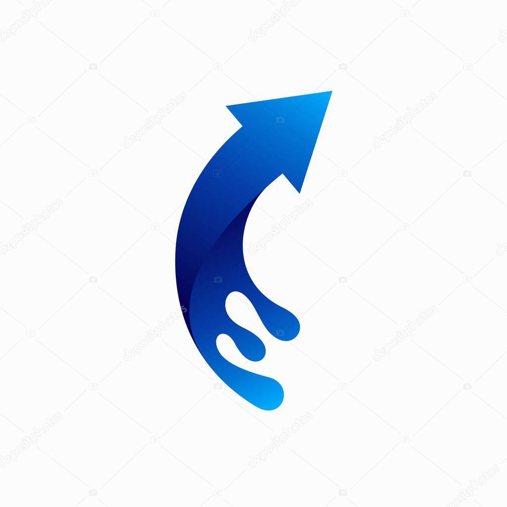 Arrow vector with droplets concept