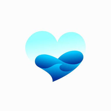 Plaj aşığı logosu, kumsal aşk konsepti.