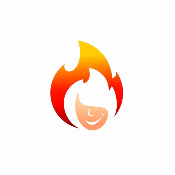 Logo Fuego Con Concepto Cara — Archivo Imágenes Vectoriales