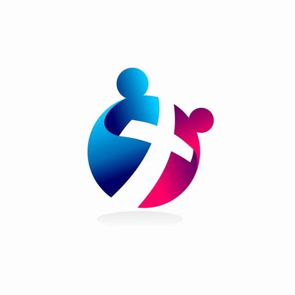 Kerk Logo Met Twee Personen Concept — Stockvector