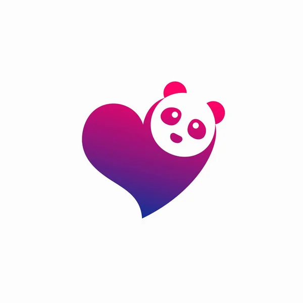 Logo Miłośników Pandy Koncepcją Serca — Wektor stockowy