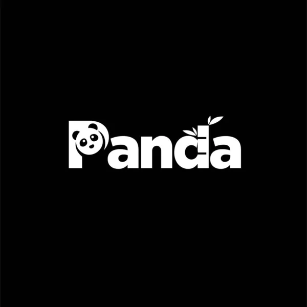 Lettrage Panda Avec Silhouette Bambou — Image vectorielle