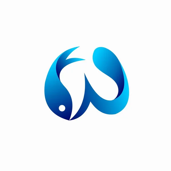 Lettera Logo Con Vettore Pesce — Vettoriale Stock