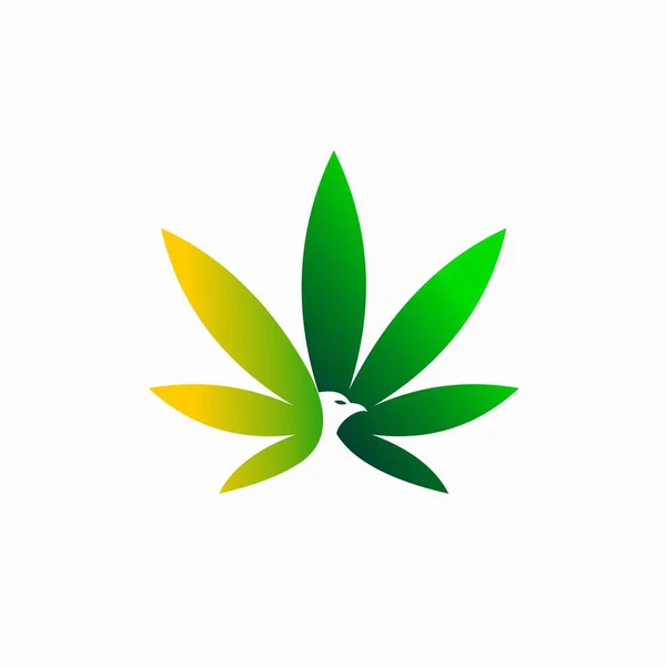 Feuilles Cannabis Avec Concept Oiseau — Image vectorielle