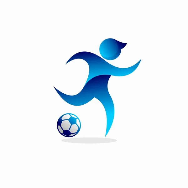 Logo Del Icono Fútbol Pateando Pelota — Archivo Imágenes Vectoriales