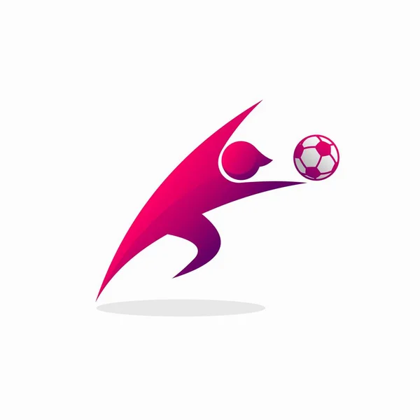 Logo Icono Fútbol Portero Atrapa Pelota — Vector de stock