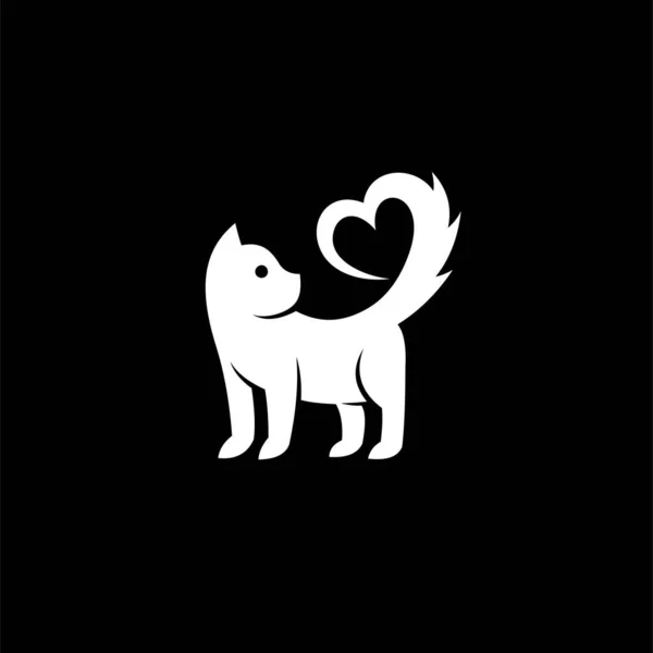 Logo Kočky Ocasem Které Utvářelo Koncept Lásky — Stockový vektor