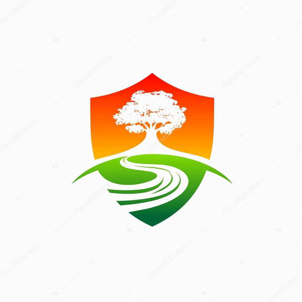 Olive tree logo with secure symbol