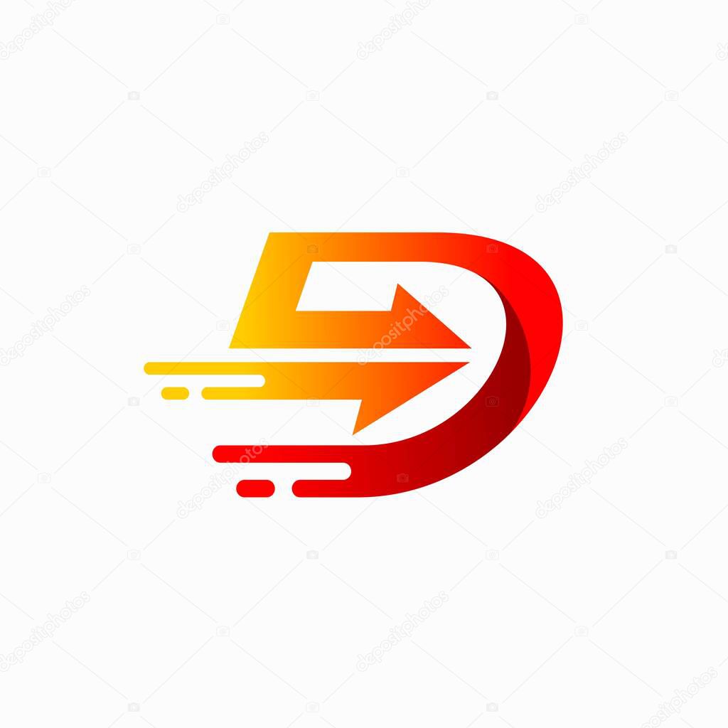 Illustration of delivery with letter D concept