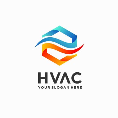 Altıgen konseptli HVAC logosu