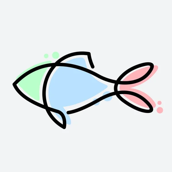 Logo Ikan Monoline Desain - Stok Vektor