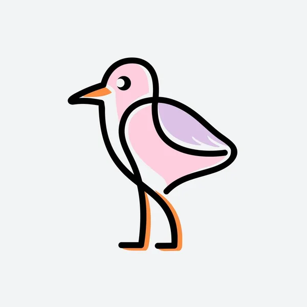 鳥のモノラインベクトルロゴ — ストックベクタ