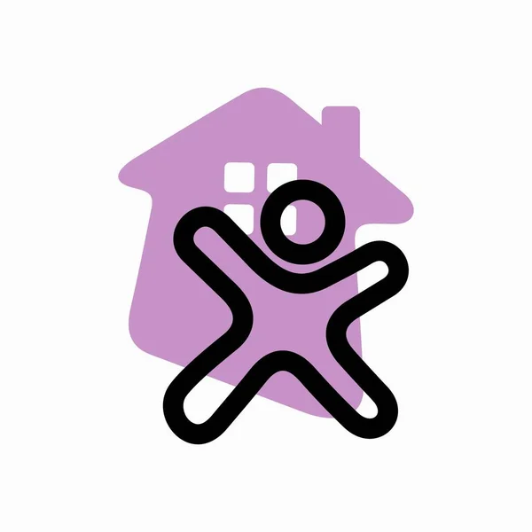 Bleiben Sie Hause Logo Mit Linienkonzept — Stockvektor