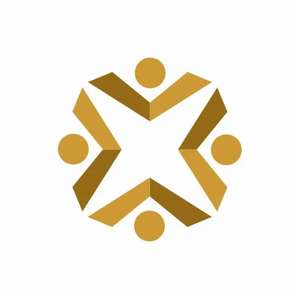 Trabajo Equipo Logo Con Concepto Cinta — Vector de stock