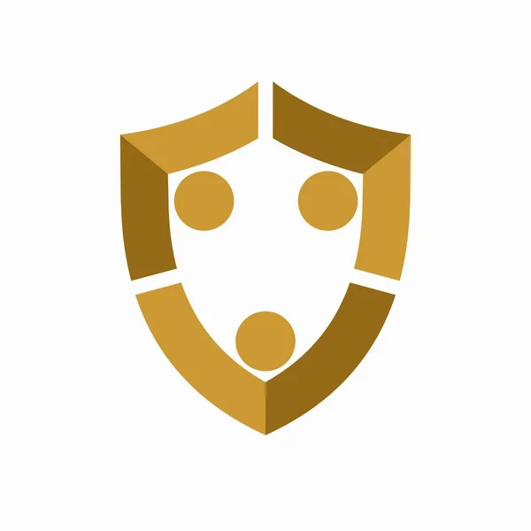 Logo Travail Équipe Avec Concept Shield — Image vectorielle