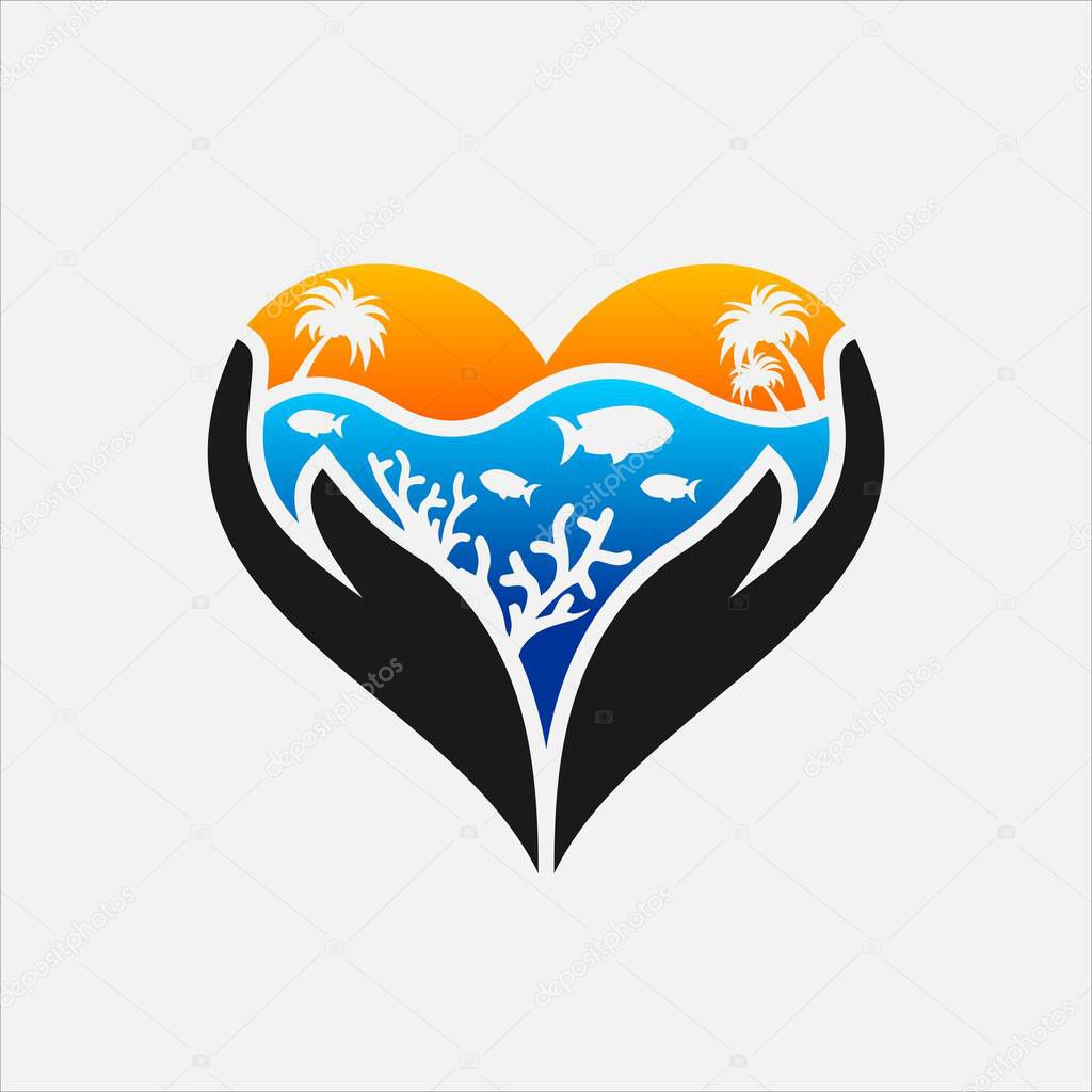 Love the Coral Reef, coral lover logo