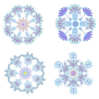 Dairesel çiçek süsleri desenleri ayarlayın