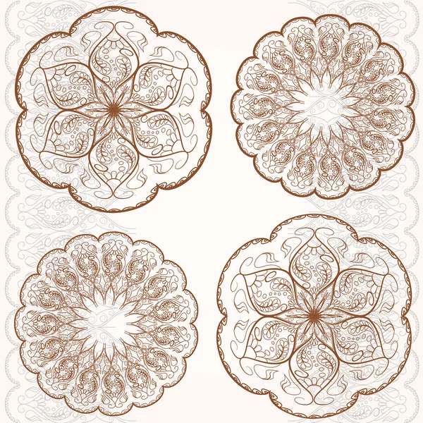 Set decorative circular ornaments, classic pattern — Stock vektor