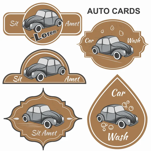 Set of vintage car cards — 스톡 벡터