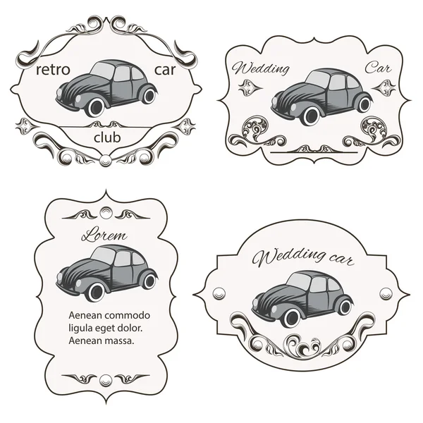 Conjunto de tarjetas de coche vintage — Vector de stock