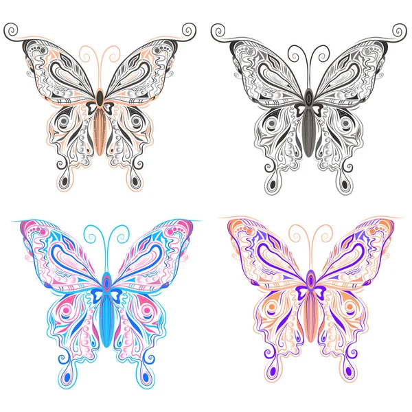 Set butterflies ornamental style — Stock Vector