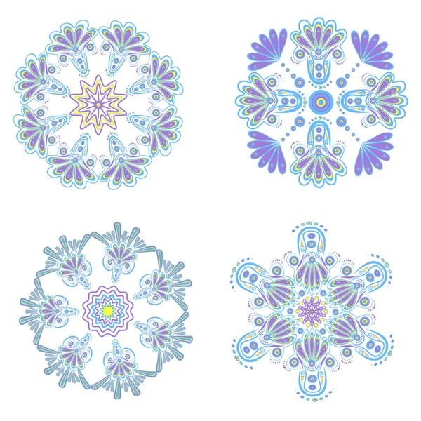 Set ornements floraux circulaires motifs — Image vectorielle