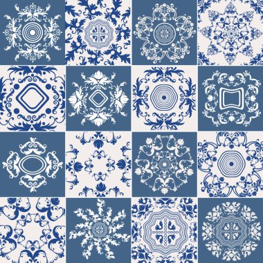 Set of vintage ornament, mandala clipart