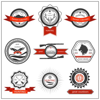 Set amblemler avcılık kurt, kartal, geyik