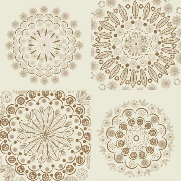 Ensemble d'ornements ronds circulaires, style vintage — Image vectorielle