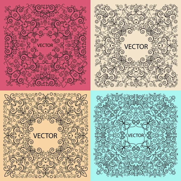 Набор элементов дизайна цветочной рамы — стоковый вектор