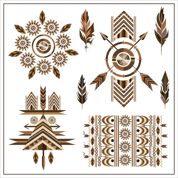 Set ornaments feathers, arrow — Stock Vector