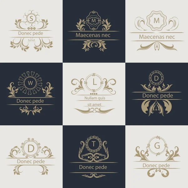 Diseño de tarjetas ornamentales, logotipos decorativos — Vector de stock