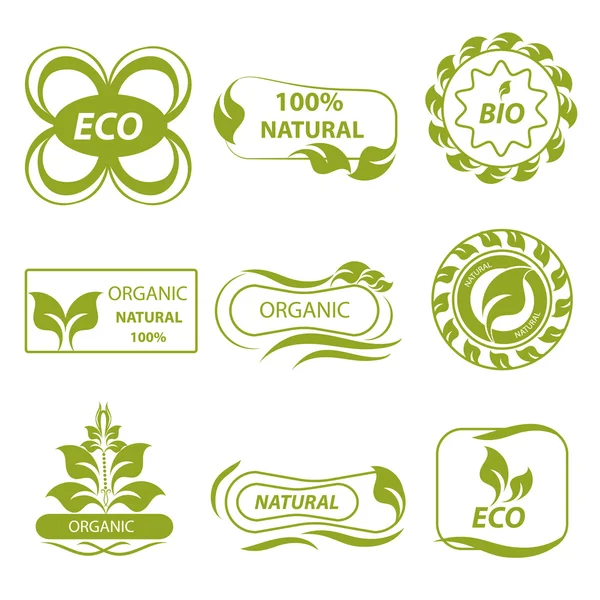 Orgánica, eco logo, elementos flora — Vector de stock