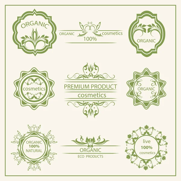 Logo, elementos flora, etiquetas — Vector de stock