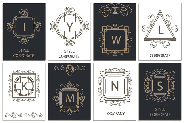 Dekoratif, dekoratif logolar tasarım kartları — Stok Vektör