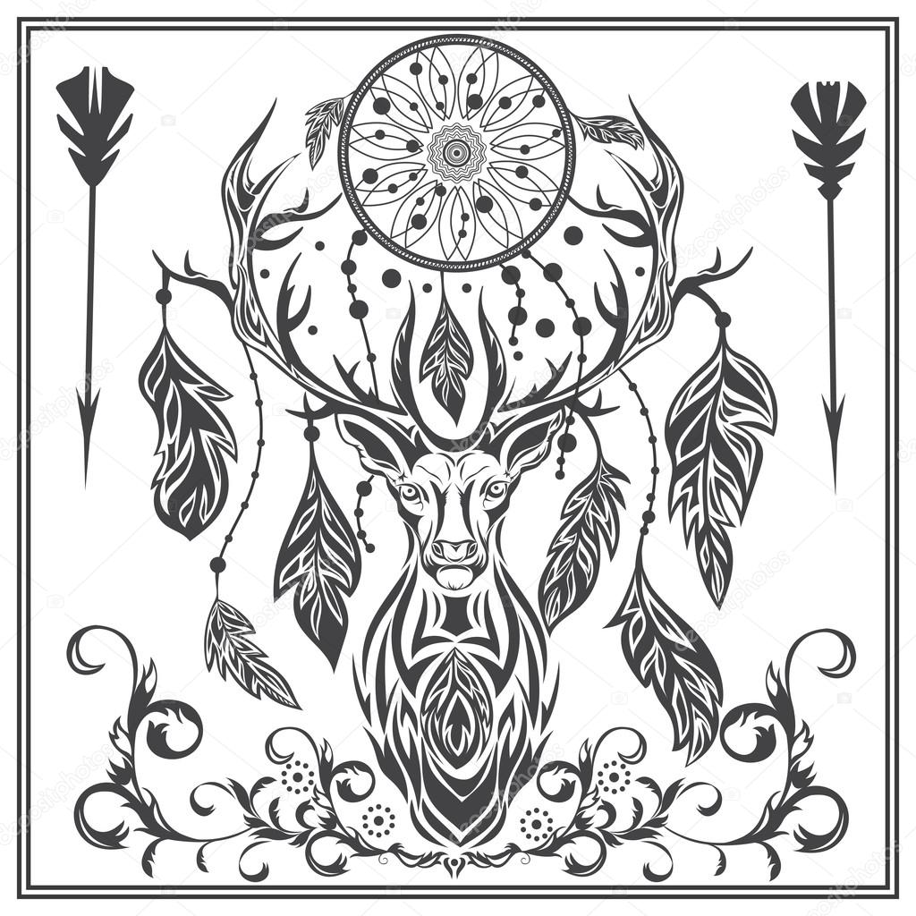 장식 그래픽 사슴 깃털, 화살표, 드림 캐처 스톡 벡터 - ©ARTYuSTUDIO 110252512, image size:1024x1024