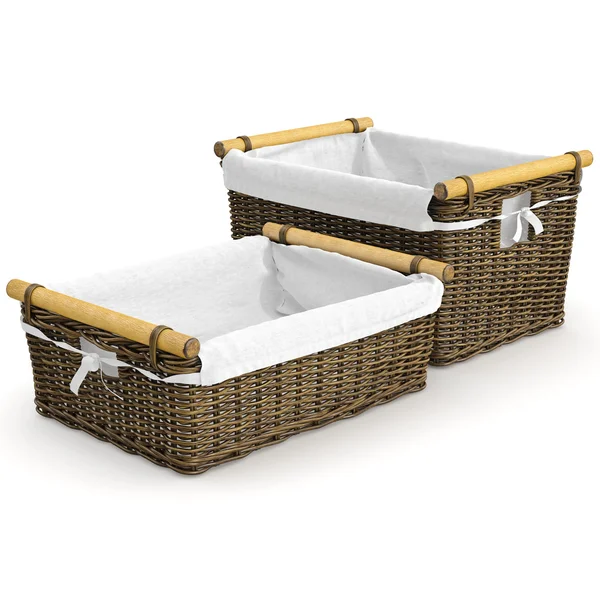 Empty square shape wicker baskets — Stock Photo, Image