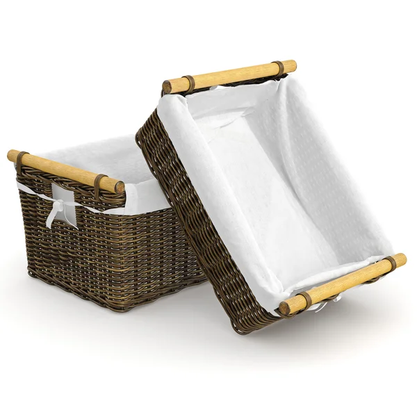 Empty square shape wicker baskets — Stock Photo, Image