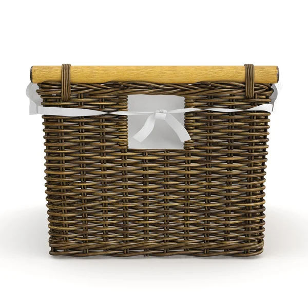 Empty wicker basket square shape — Stock Photo, Image