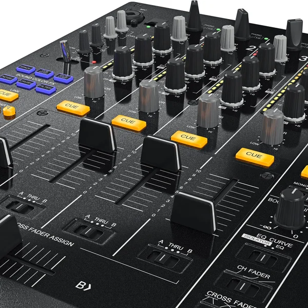 DJ mixer Stire panelen, nära Visa — Stockfoto