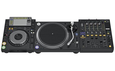 Vinil player tablo dj mikser ile birlikte